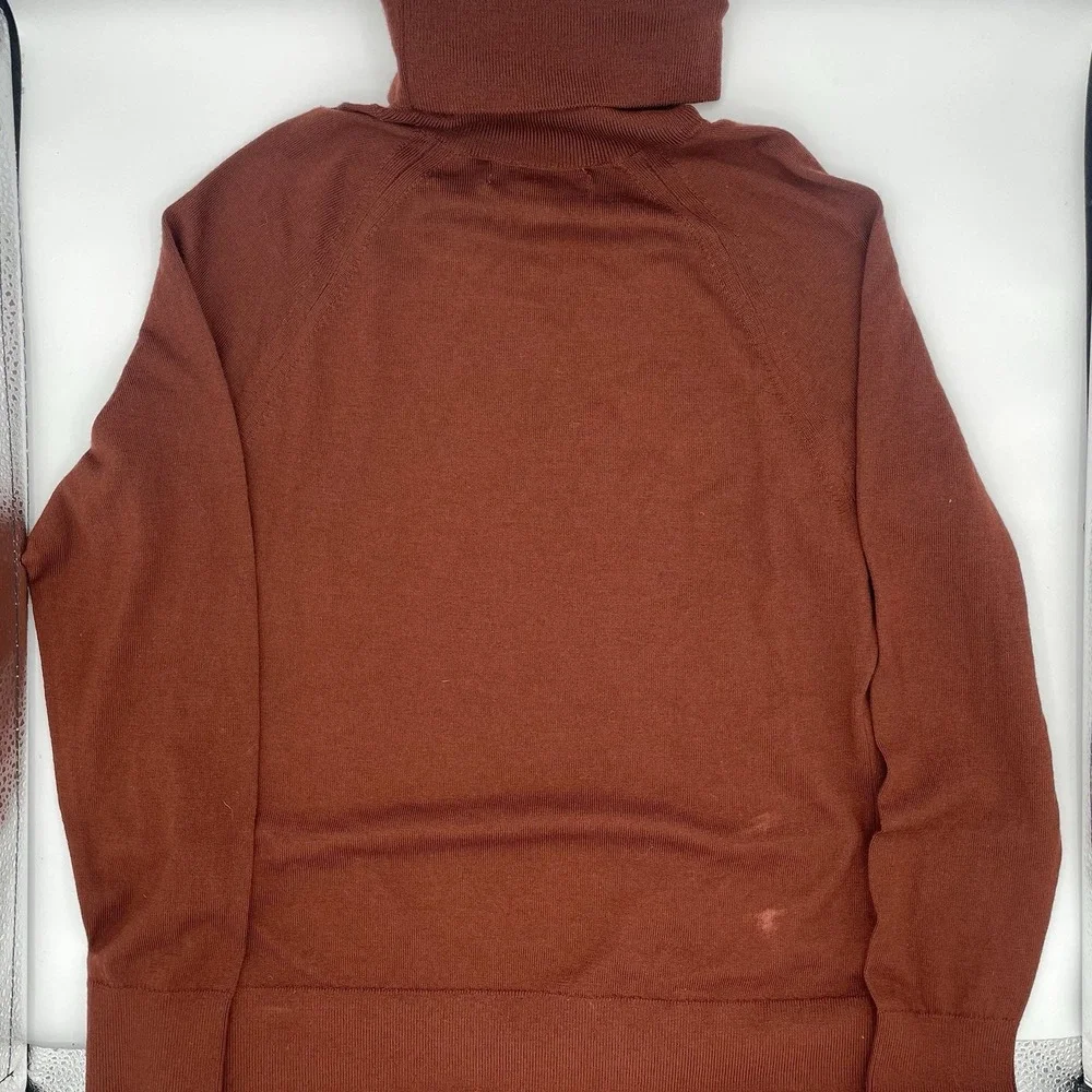 Banana Republic Womens Petite XS Rust Brown 100% Merino Wool Turtleneck Sweater - Picture 4 of 10